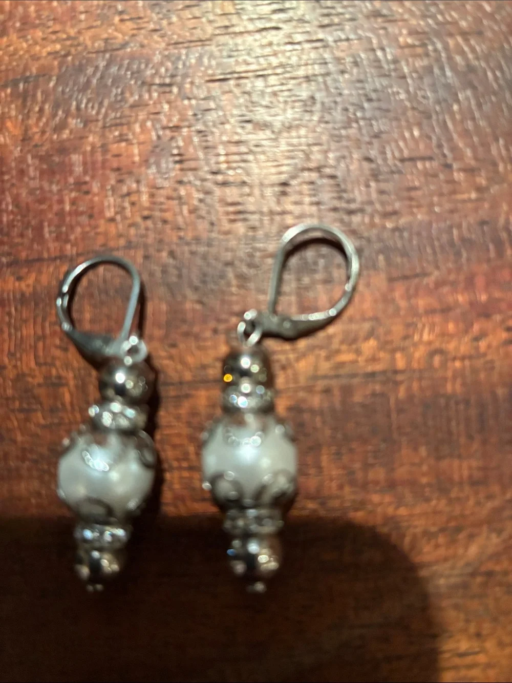 Silver-Tone Pearl Drop Necklace & Earrings Set - Picture 2 of 3